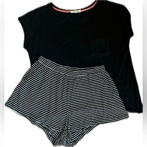 Black and White Striped Pajama/ Loungewear set. Top size XL, bottoms size L